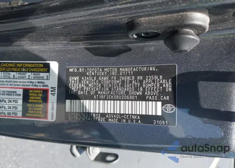 2011 Toyota Camry Le from USA, damaged, VIN 4T1BF3EK0BU206901